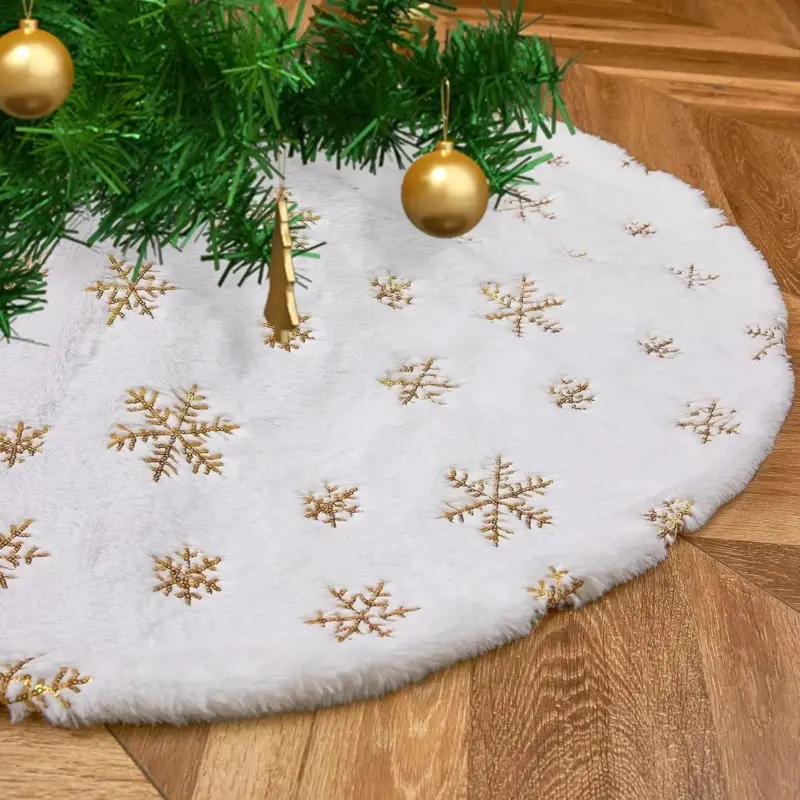 Christmas Tree Skirt White Snowflake 78 90 122 CM tag1