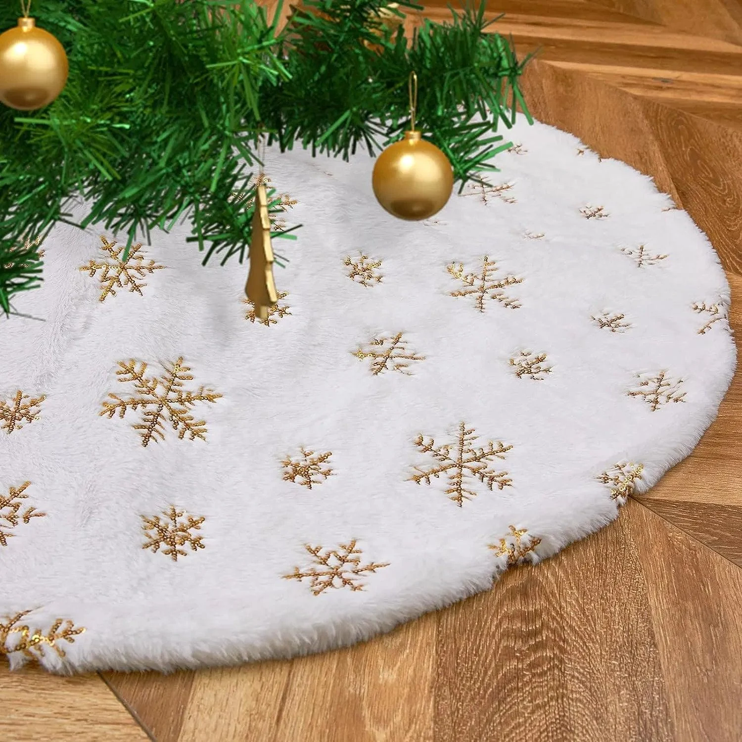 Christmas Tree Skirt White Snowflake 78/90/122 CM -  - #tag1#