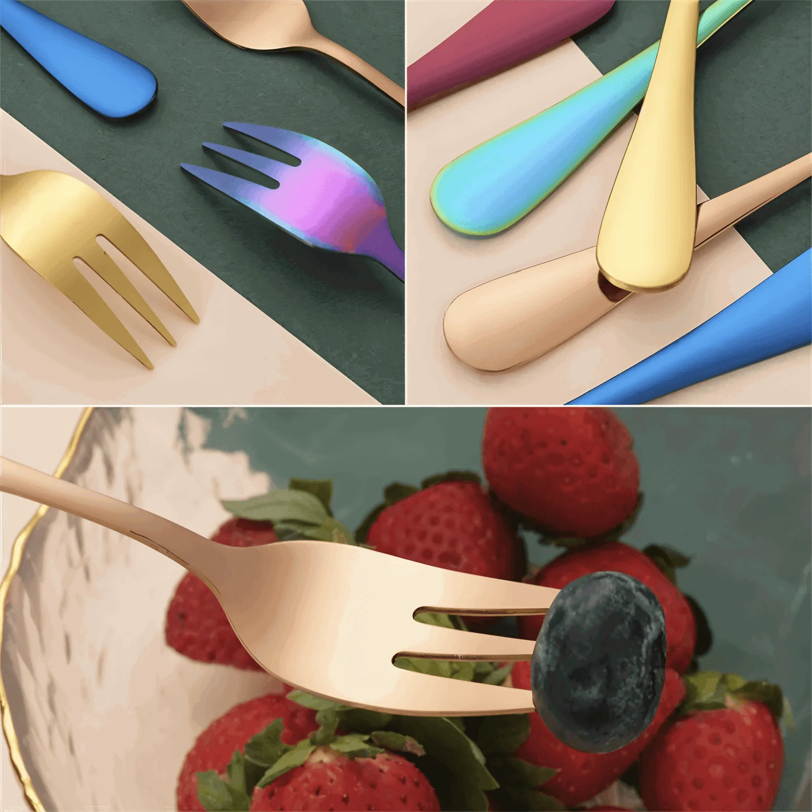 ChromaForks- 4/6-piece dessert fork sets- salad forks- stainless steel forks -  - #tag1#