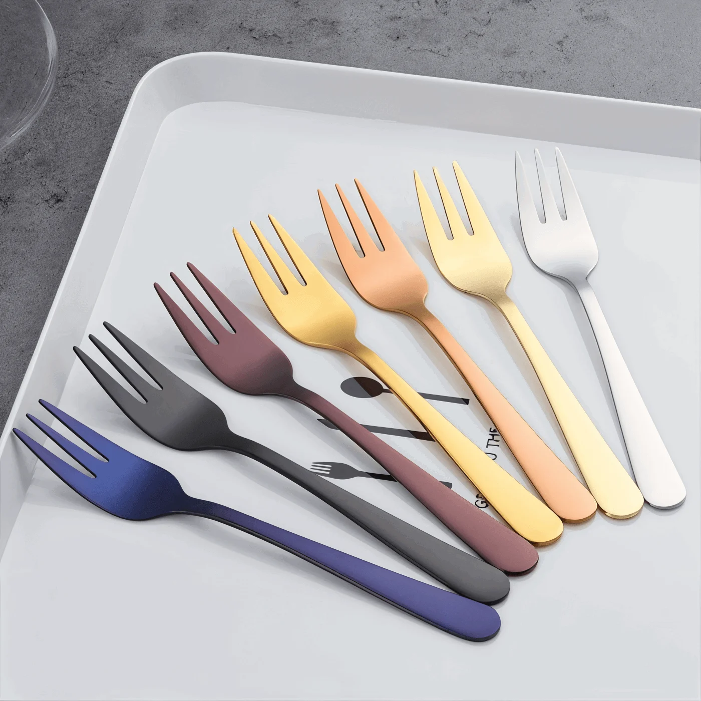 ChromaForks- 4/6-piece dessert fork sets- salad forks- stainless steel forks -  - #tag1#
