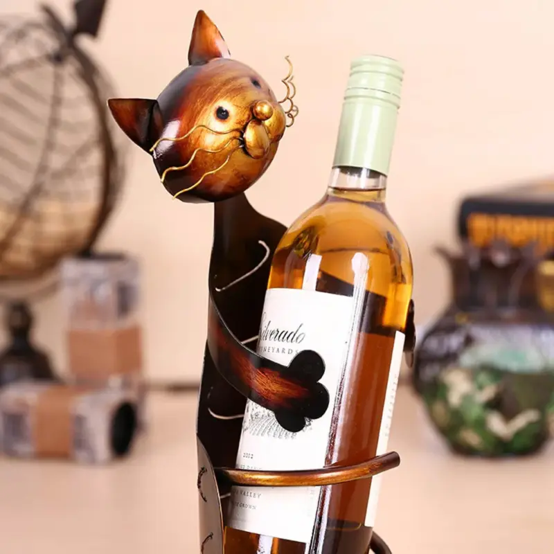 Chrome Cat Wine Holder tag1