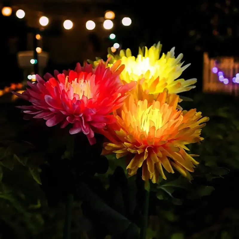 Chrysanthemum garden pole LED lighting on solar energy tag1