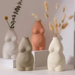 Chubby Ceramic Nude Body Vase For Flowers - 