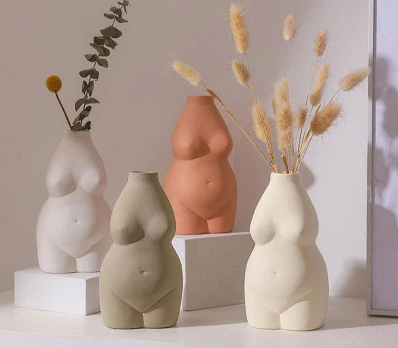 Chubby Ceramic Nude Body Vase For Flowers -