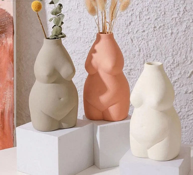 Chubby Ceramic Nude Body Vase For Flowers -