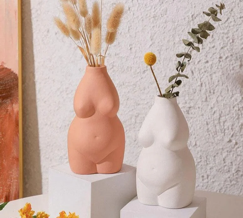 Chubby Ceramic Nude Body Vase For Flowers -