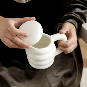 Chunky Ceramic Coffee Mug With Lid