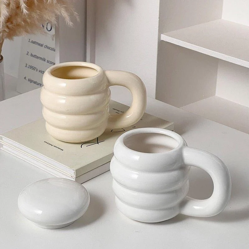Chunky Ceramic Coffee Mug With Lid -  - #tag1#