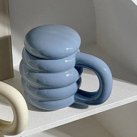 Chunky Ceramic Coffee Mug With Lid -  - #tag1#