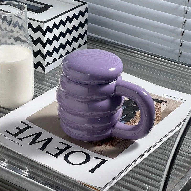 Chunky Ceramic Coffee Mug With Lid -  - #tag1#