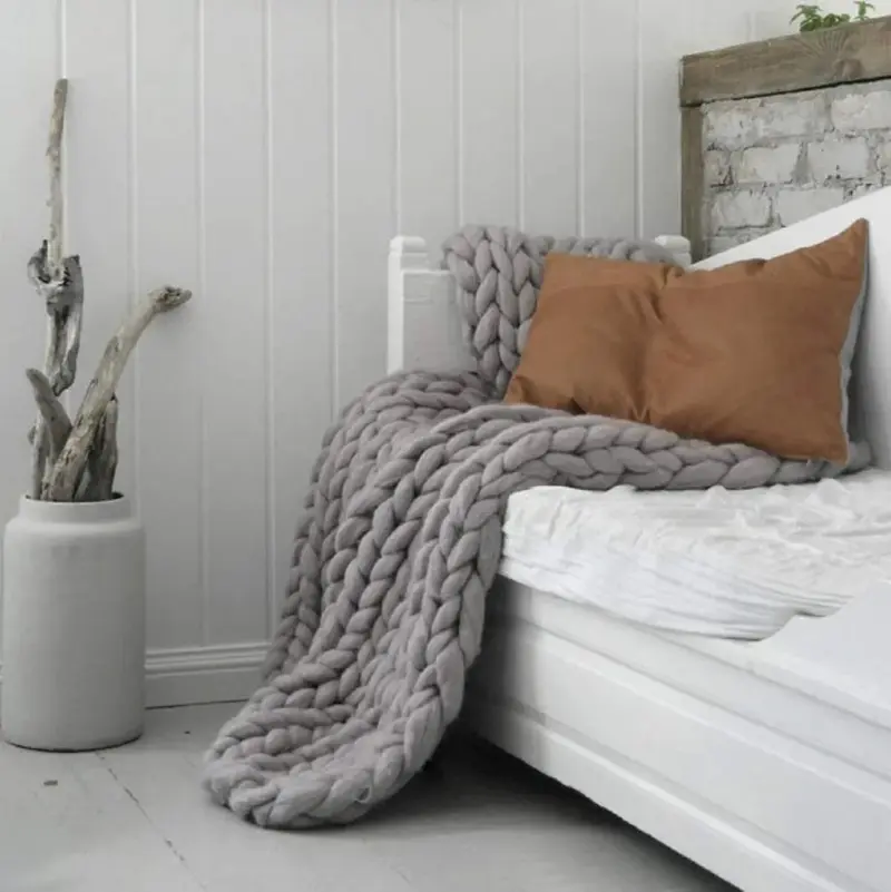 Chunky Knit Blanket Cozy Wool Throw for Every Space