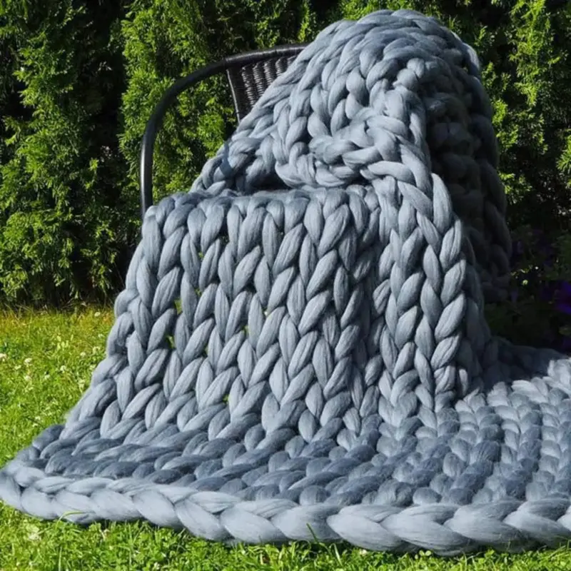 Chunky Knit Blanket Cozy Wool Throw for Every Space