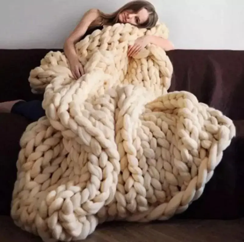 Chunky Knit Blanket Cozy Wool Throw for Every Space