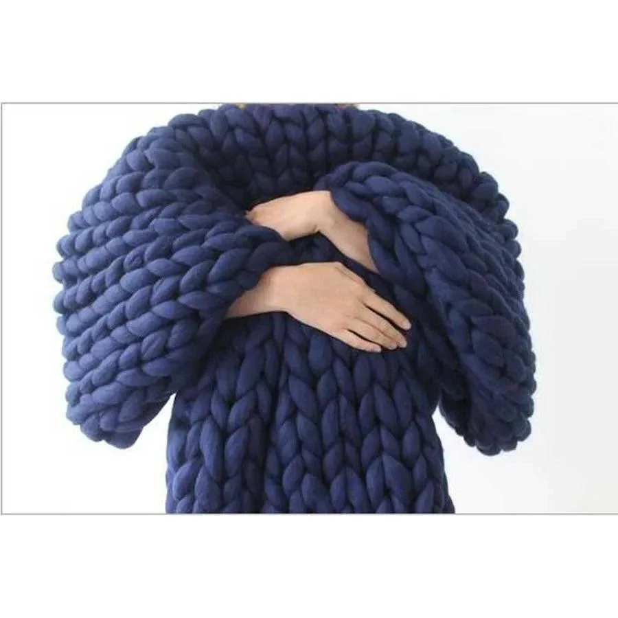 Chunky Merino Knitted Blanket -