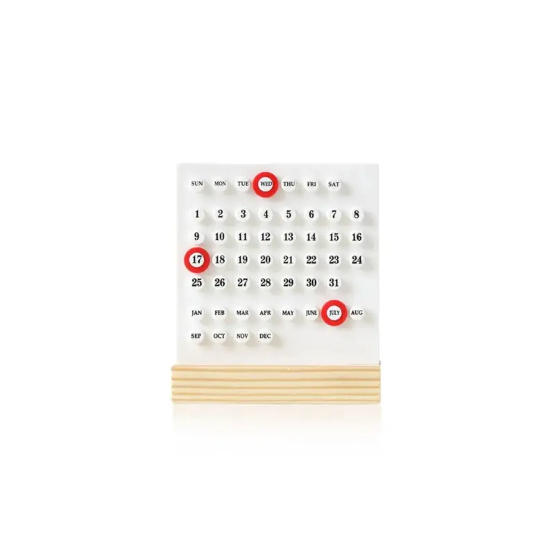 Circle Ornament Wooden Stand Calendar