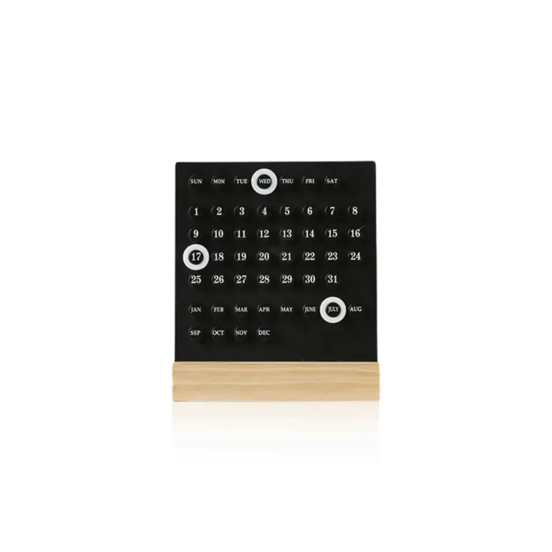 Circle Ornament Wooden Stand Calendar