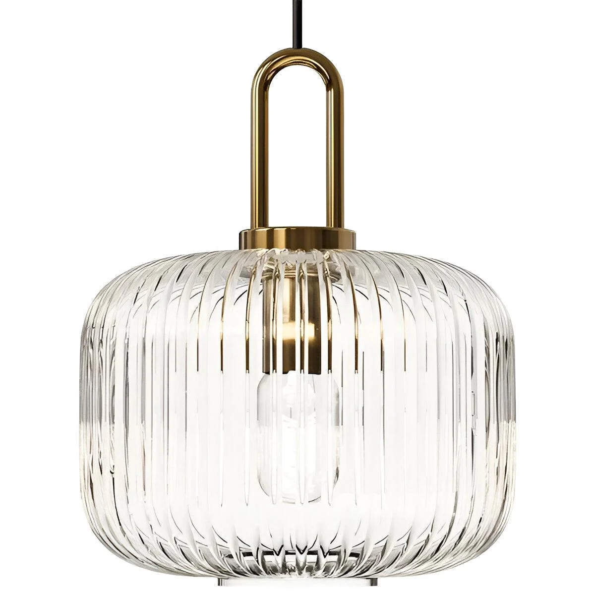 ClaChic Hanging Lamp - White & Gold Nordic Ribbed Glass Pendant Light -  - #tag1#
