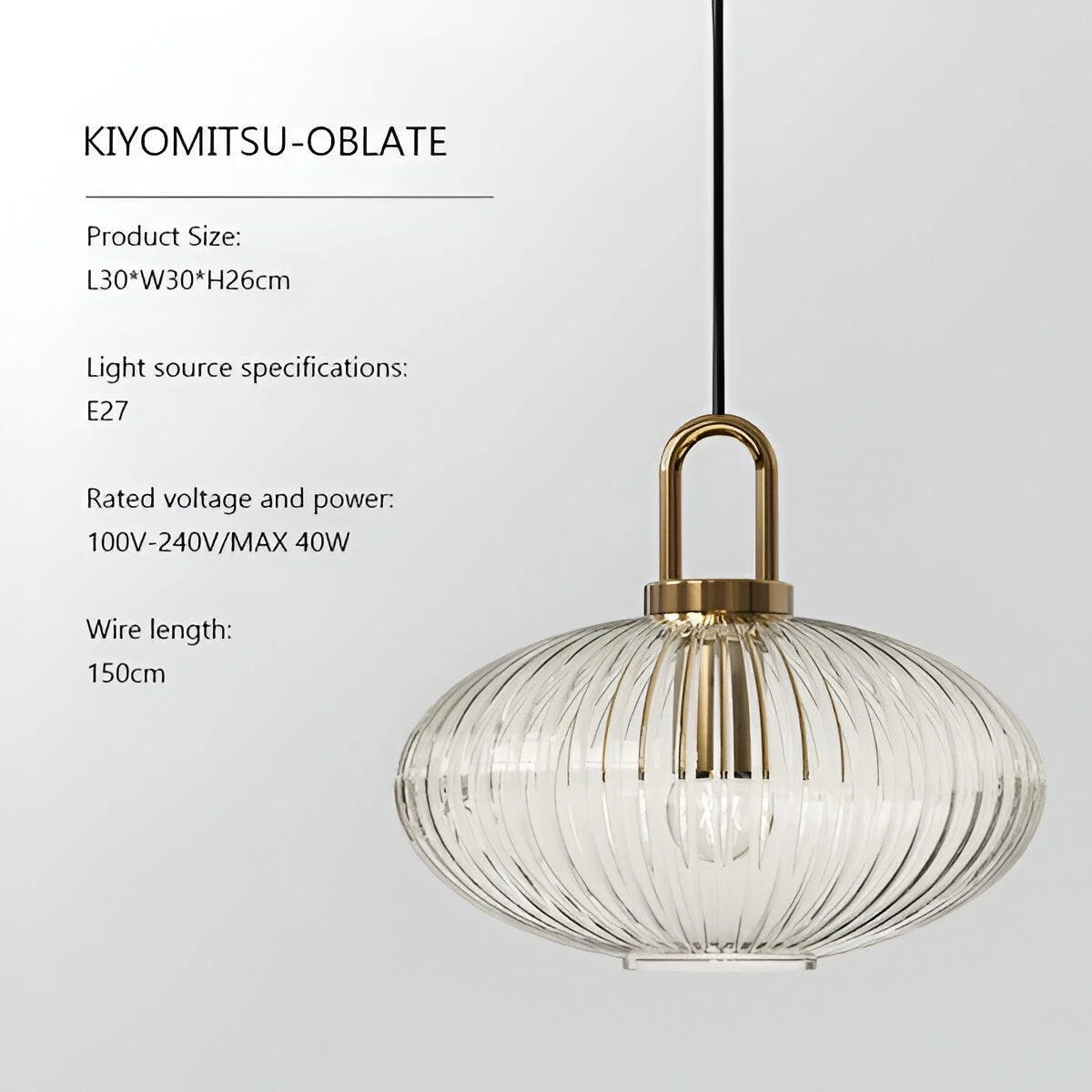 ClaChic Hanging Lamp - White & Gold Nordic Ribbed Glass Pendant Light -  - #tag1#