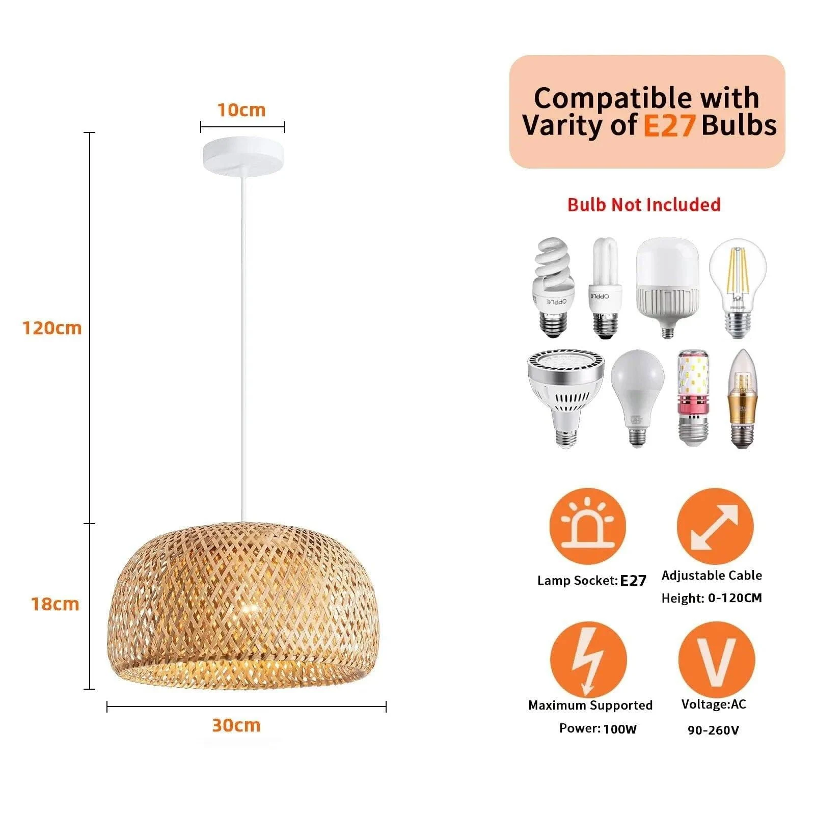 Classic Bamboo Lighting Chandelier Hanging Handmade Rattan Bed Room Decor -