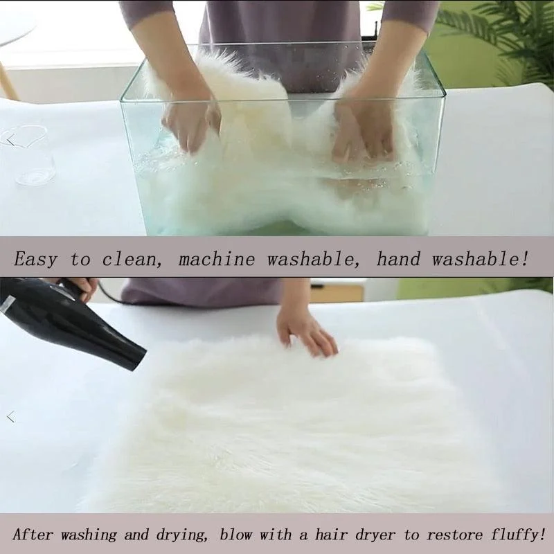 Classic Color Red Black Plush Rugs Long Hair Carpet Mat Floor Living Room -