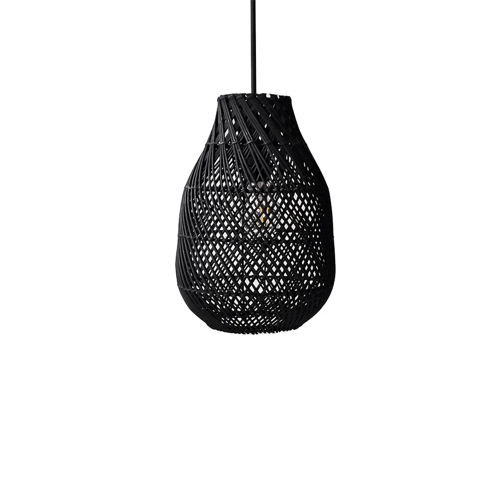 Classic Farmhouse Black Wicker Handwoven Pendant Light -  - #tag1#