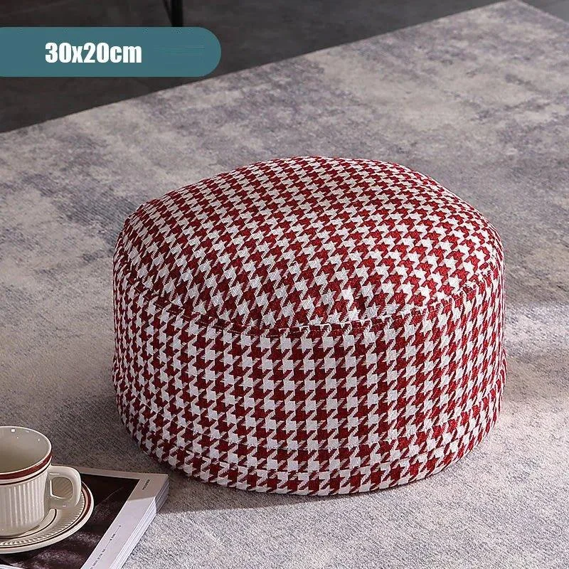 Classic Round Check Pattern Living Room Stool -  - #tag1#