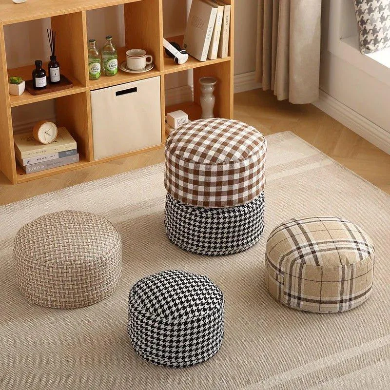 Classic Round Check Pattern Living Room Stool -  - #tag1#