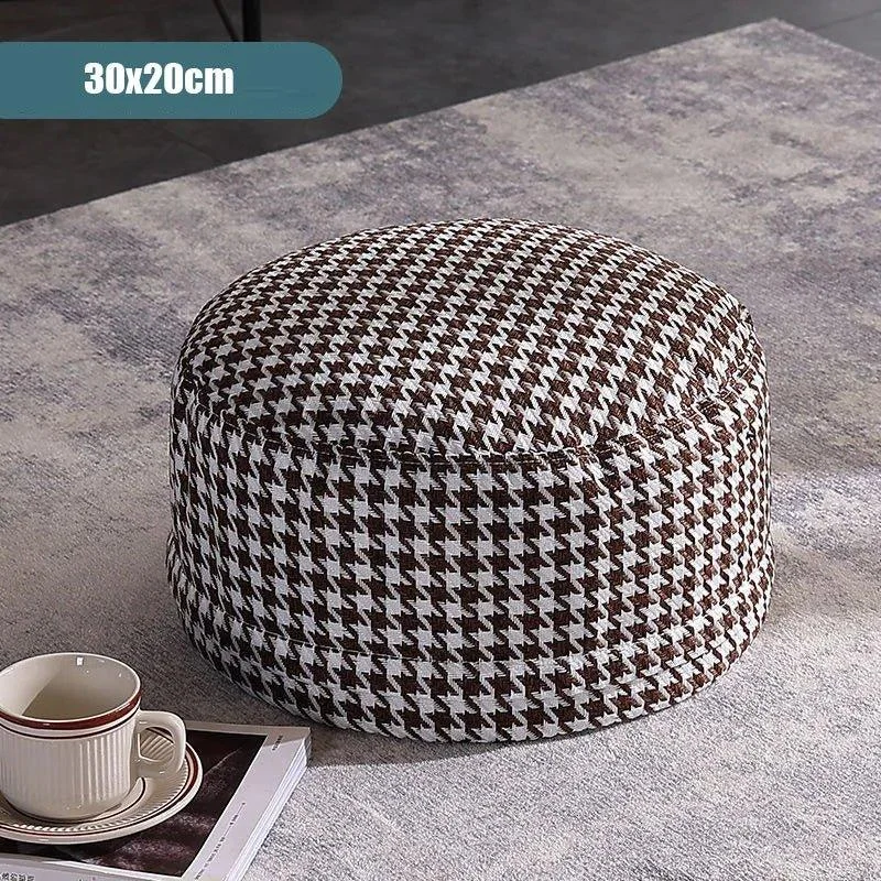 Classic Round Check Pattern Living Room Stool -  - #tag1#