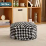 Classic Round Check Pattern Living Room Stool tag1