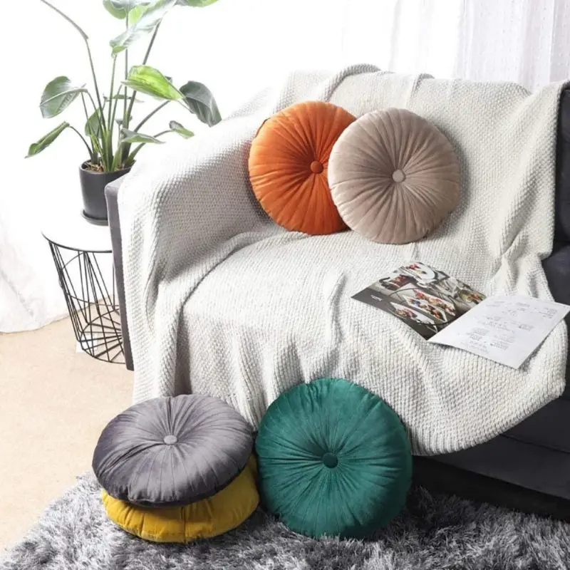 Classic Round Velvet Seat Cushion tag1