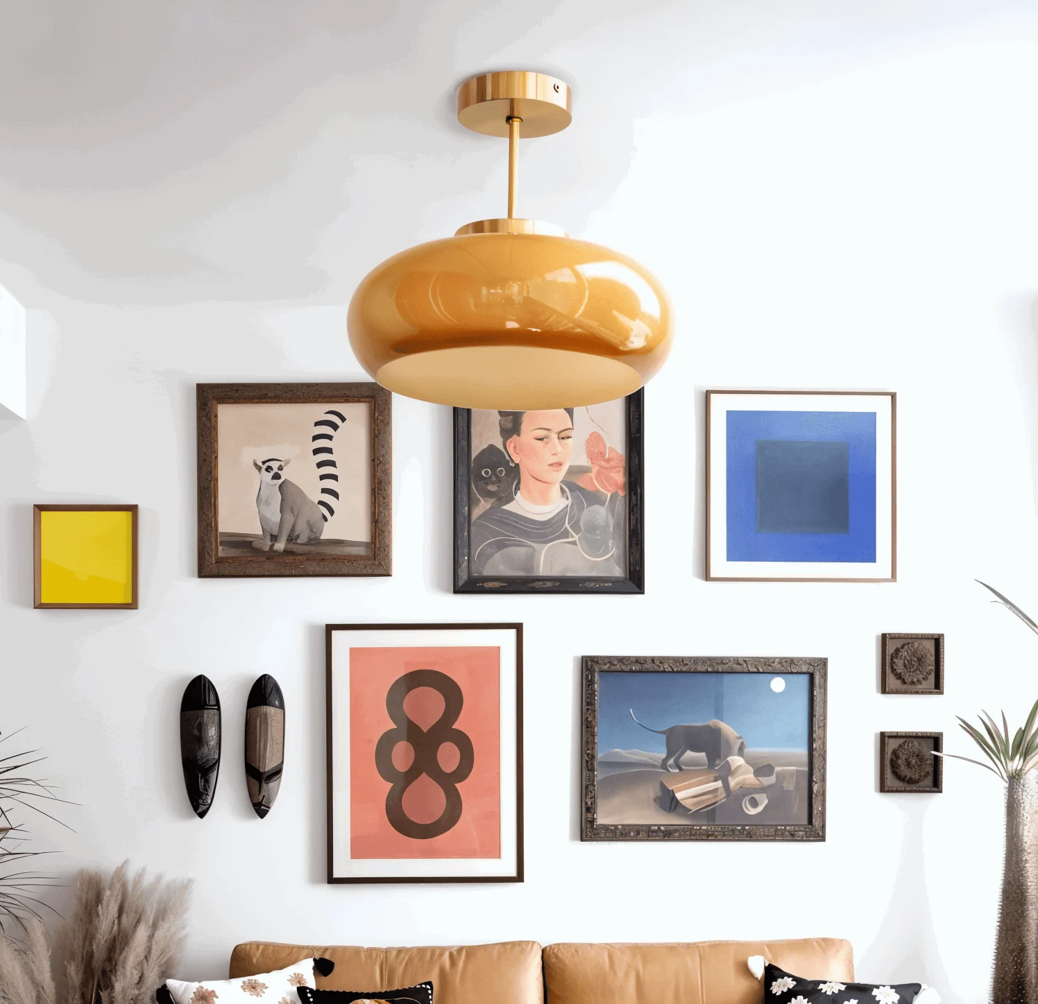 Classic Yellow Vintage Ceiling Light - Retro Semi Flush Mount Lights -  - #tag1#