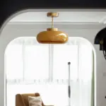 Classic Yellow Vintage Ceiling Light Retro Semi Flush Mount Lights tag1