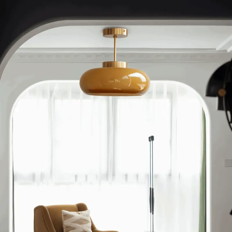 Classic Yellow Vintage Ceiling Light Retro Semi Flush Mount Lights tag1