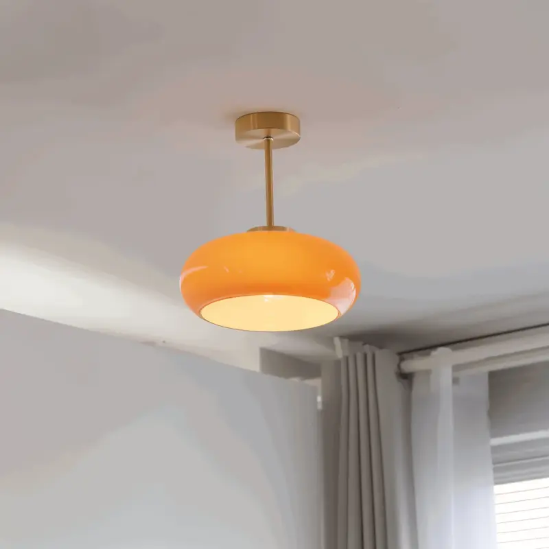 Classic Yellow Vintage Ceiling Light Retro Semi Flush Mount Lights tag1