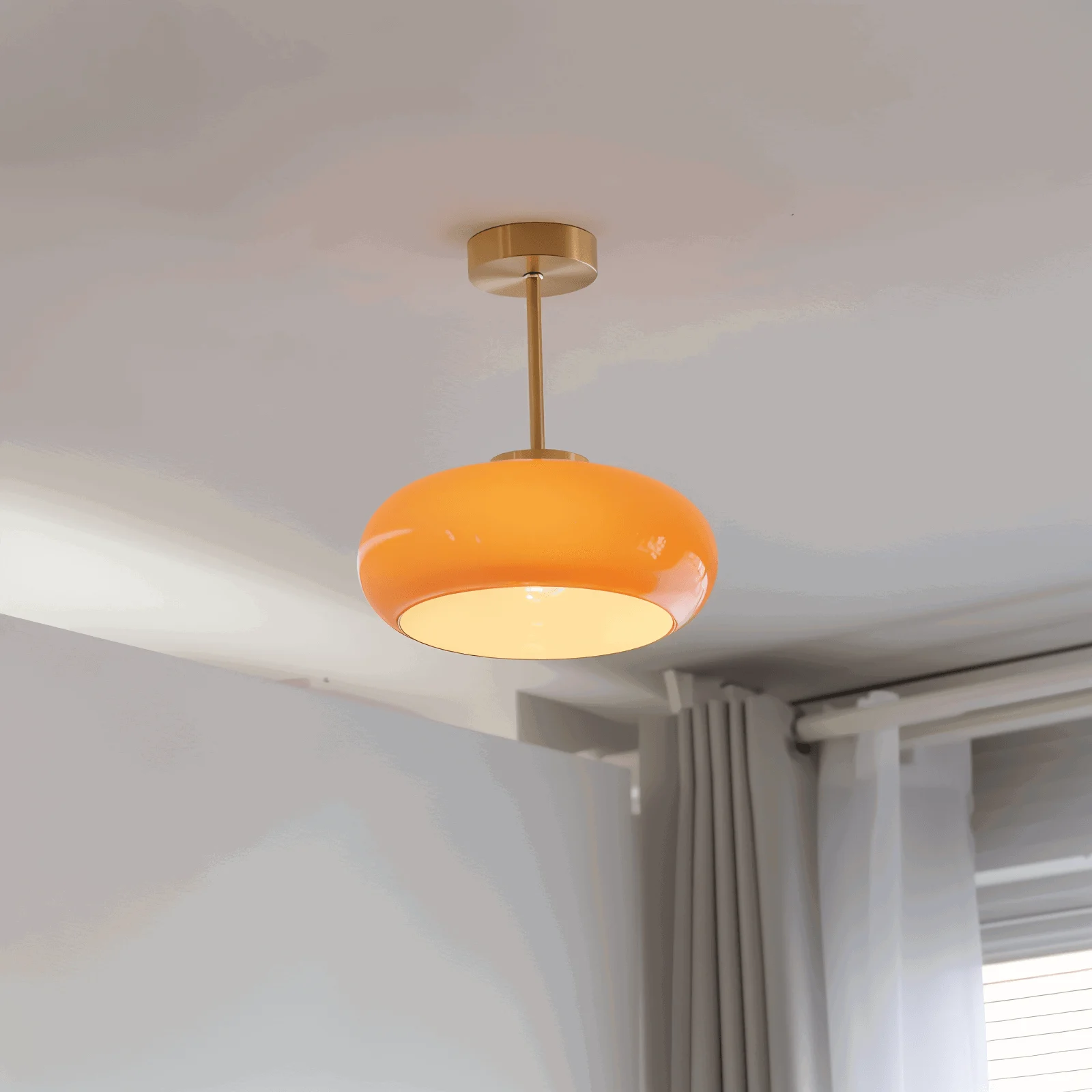 Classic Yellow Vintage Ceiling Light - Retro Semi Flush Mount Lights -  - #tag1#