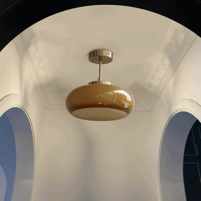Classic Yellow Vintage Ceiling Light Retro Semi Flush Mount Lights tag1