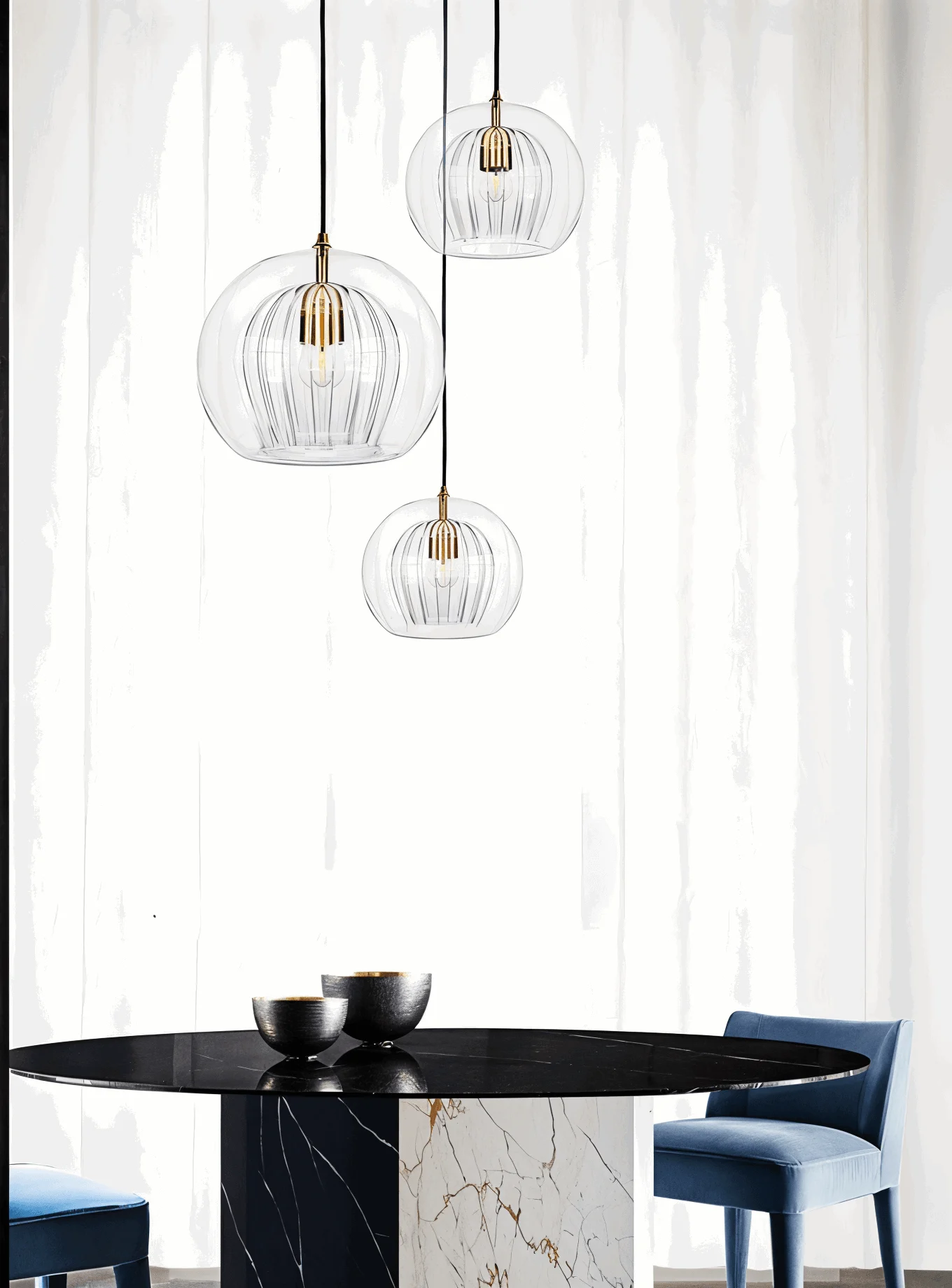 ClearLuxe Glass Pendant Light - Vintage Hanging Lamps Living Room - Spherical Light -  - #tag1#