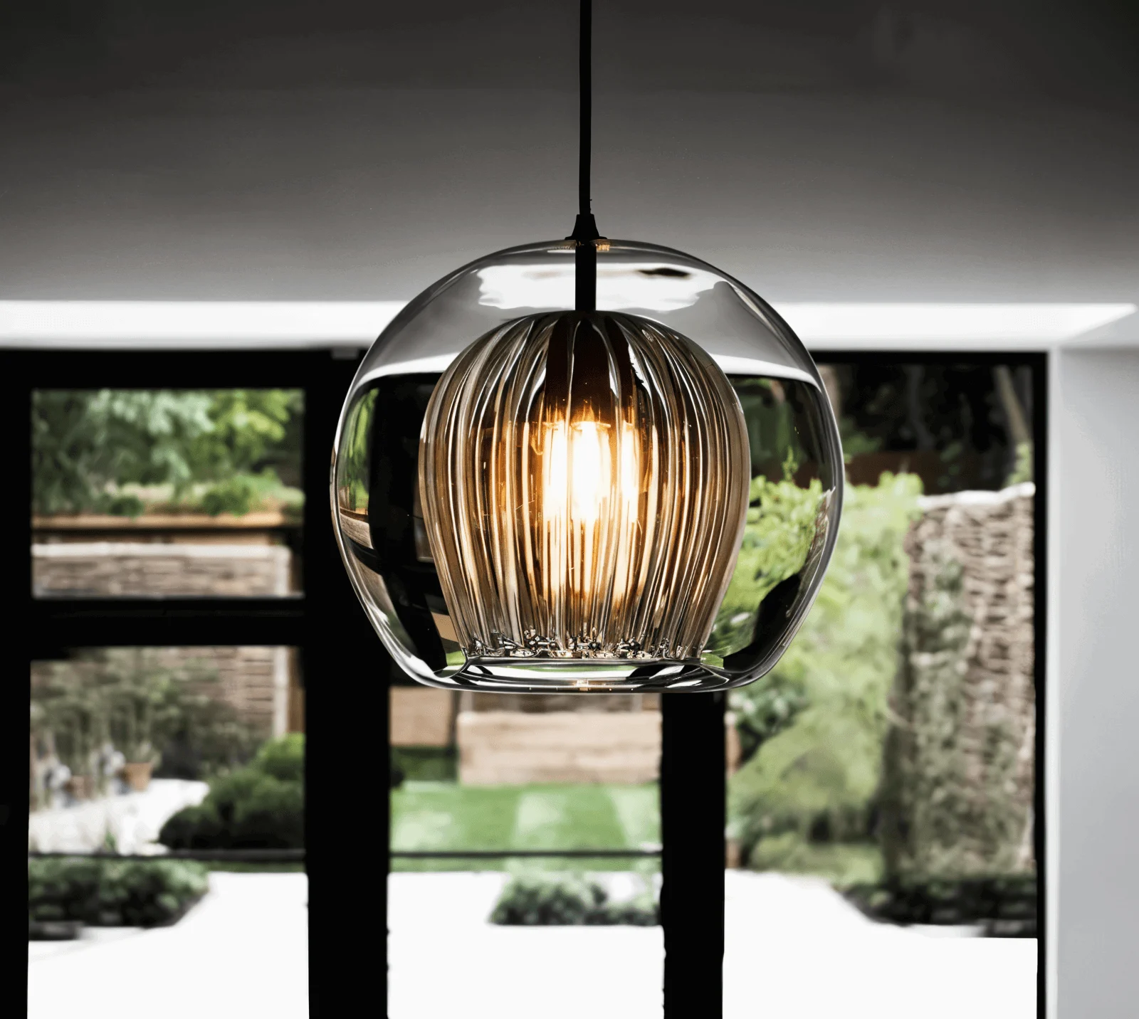 ClearLuxe Glass Pendant Light - Vintage Hanging Lamps Living Room - Spherical Light -  - #tag1#