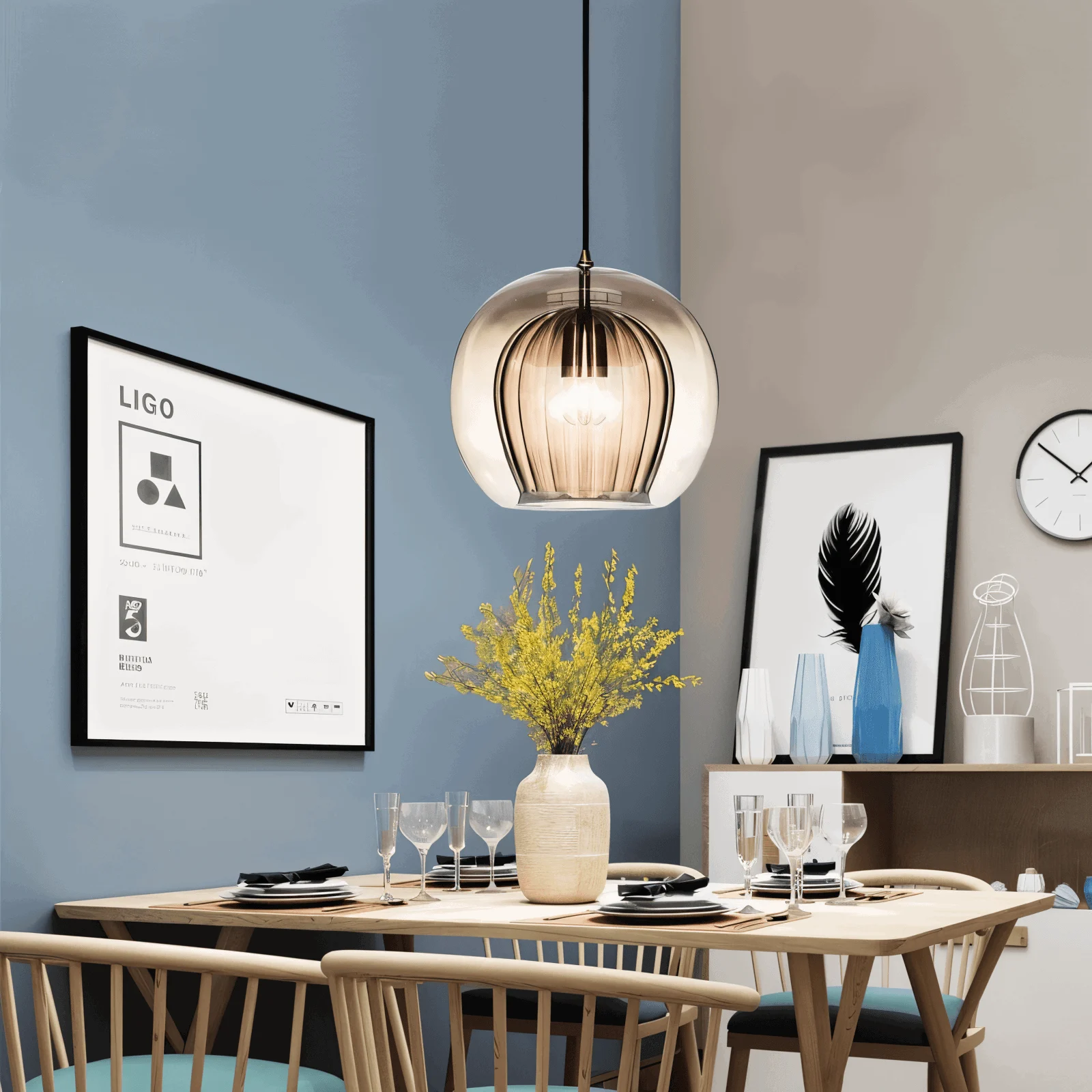 ClearLuxe Glass Pendant Light - Vintage Hanging Lamps Living Room - Spherical Light -  - #tag1#
