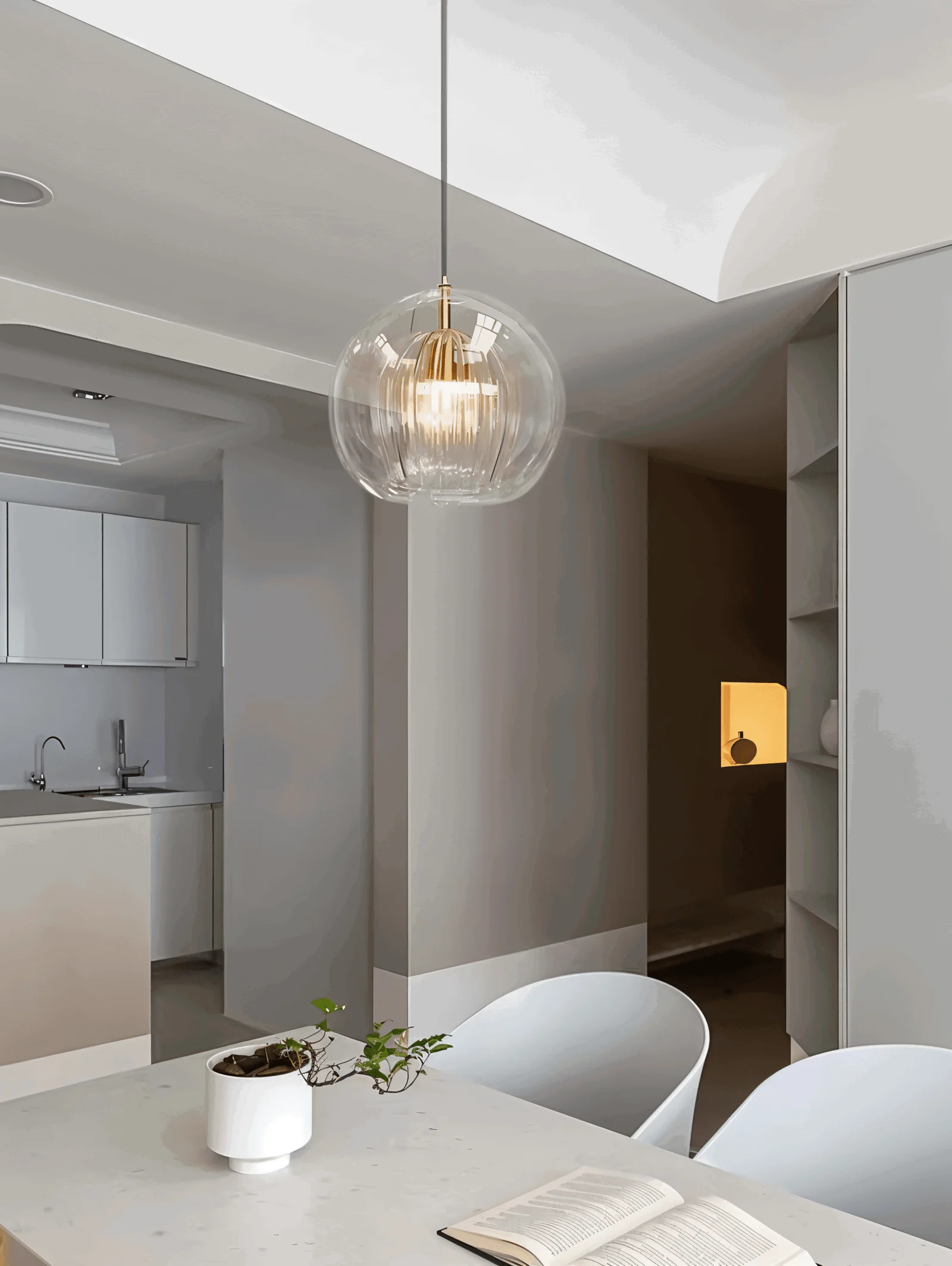 ClearLuxe Glass Pendant Light - Vintage Hanging Lamps Living Room - Spherical Light -  - #tag1#