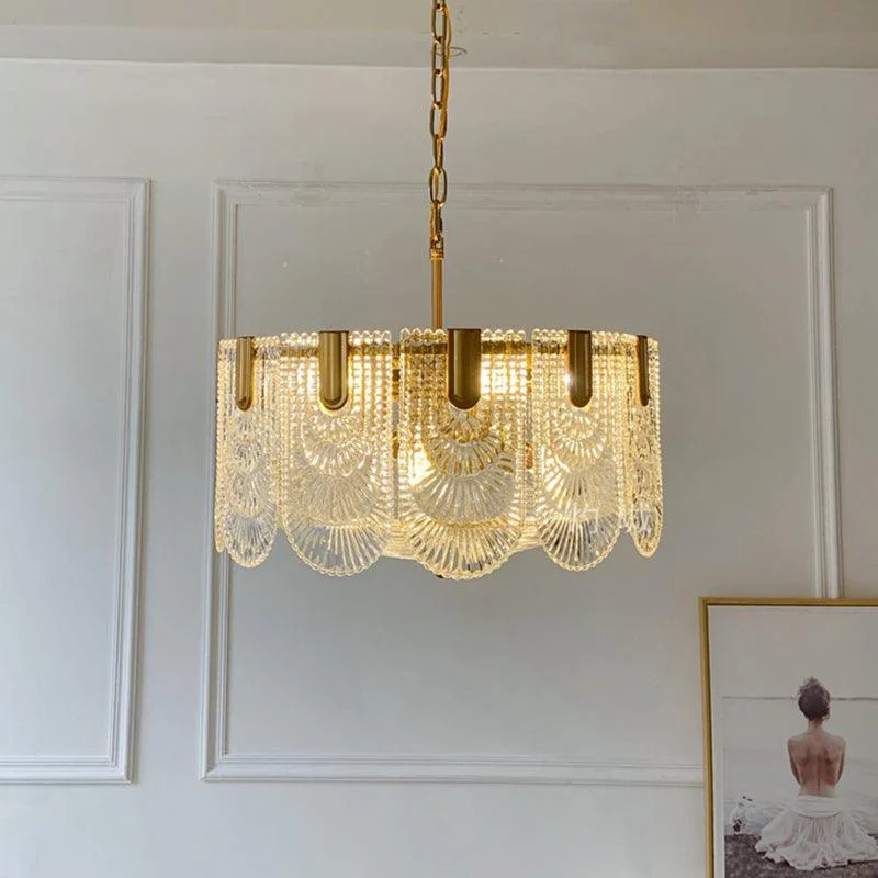 Clear Crystal Drop Pendant Lamp in Brass -  - #tag1#