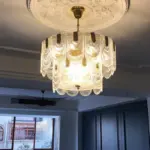 Clear Crystal Drop Pendant Lamp in Brass tag1