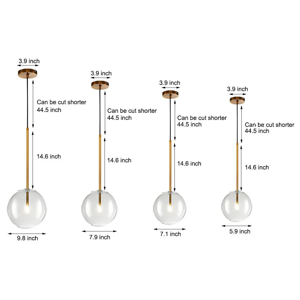 Clear Glass Ball Pendant Lamp -  - #tag1#