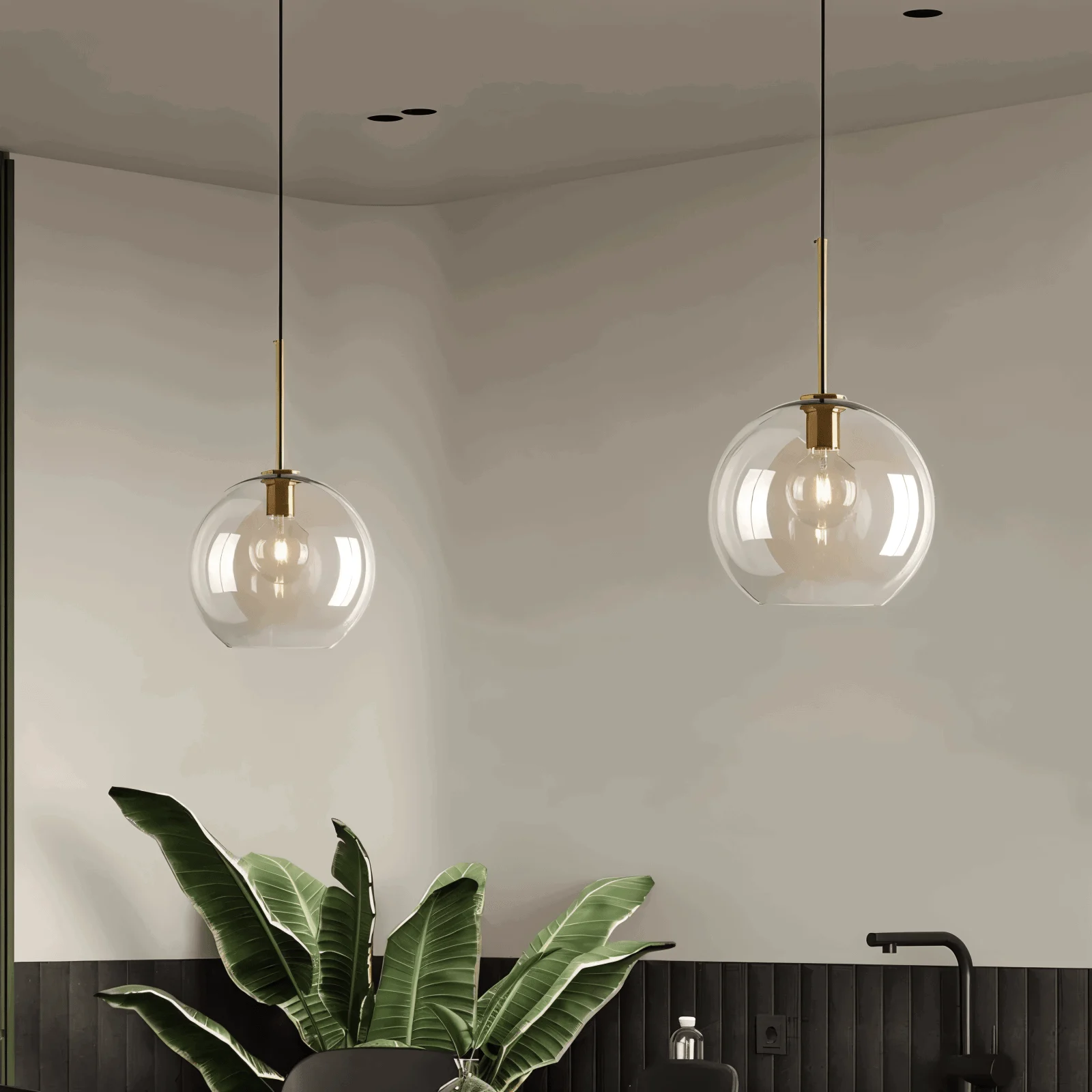 Clear Pearl Pendant Light - Industrial Loft Glass Ceiling Light -  - #tag1#