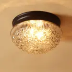Clear Ribbed Glass Ceiling Lamp for Bedroom tag1