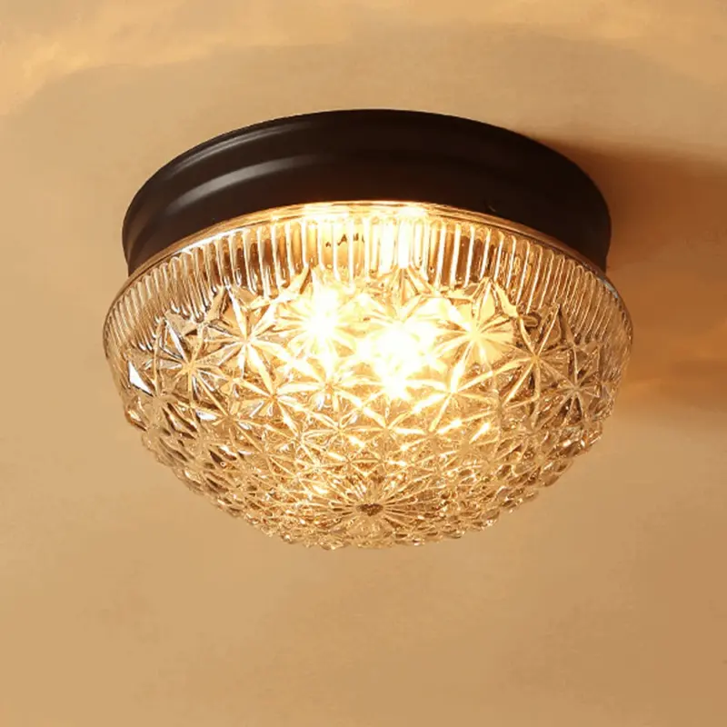 Clear Ribbed Glass Ceiling Lamp for Bedroom tag1