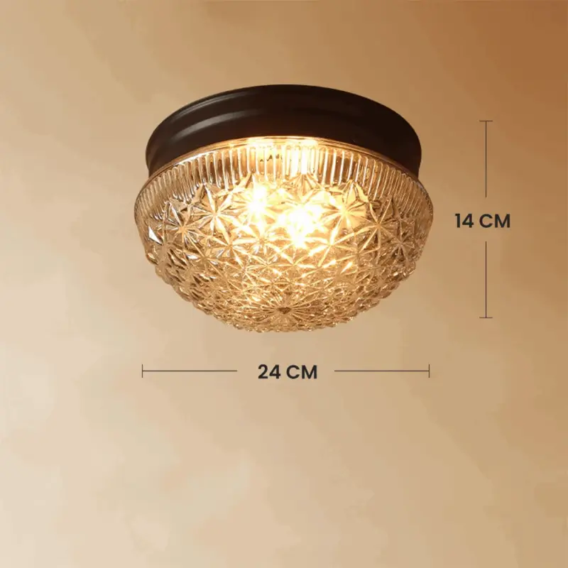 Clear Ribbed Glass Ceiling Lamp for Bedroom tag1