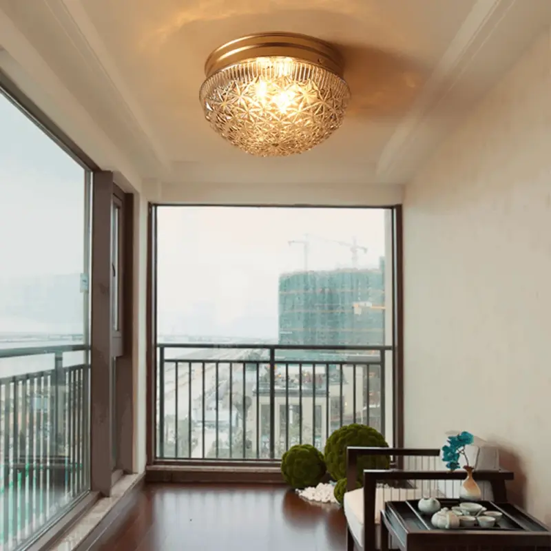 Clear Ribbed Glass Ceiling Lamp for Bedroom tag1