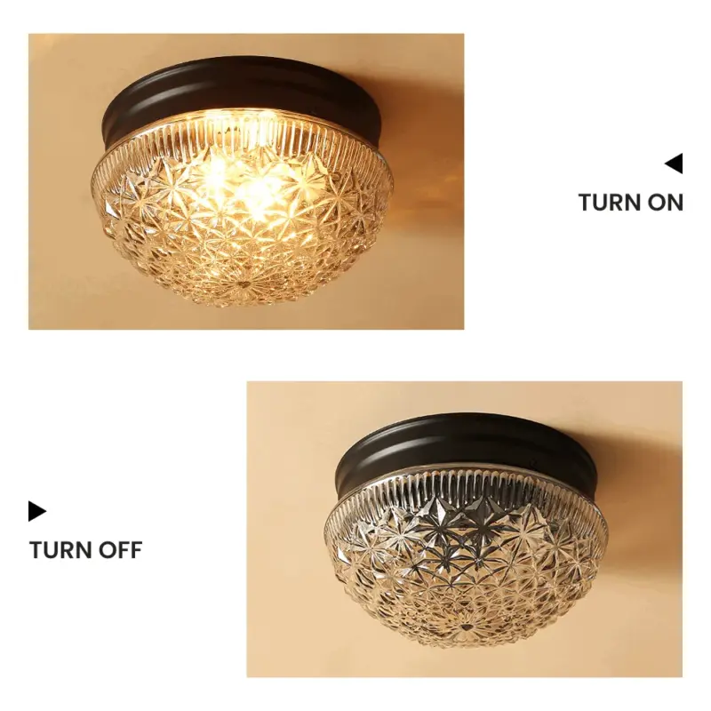 Clear Ribbed Glass Ceiling Lamp for Bedroom tag1