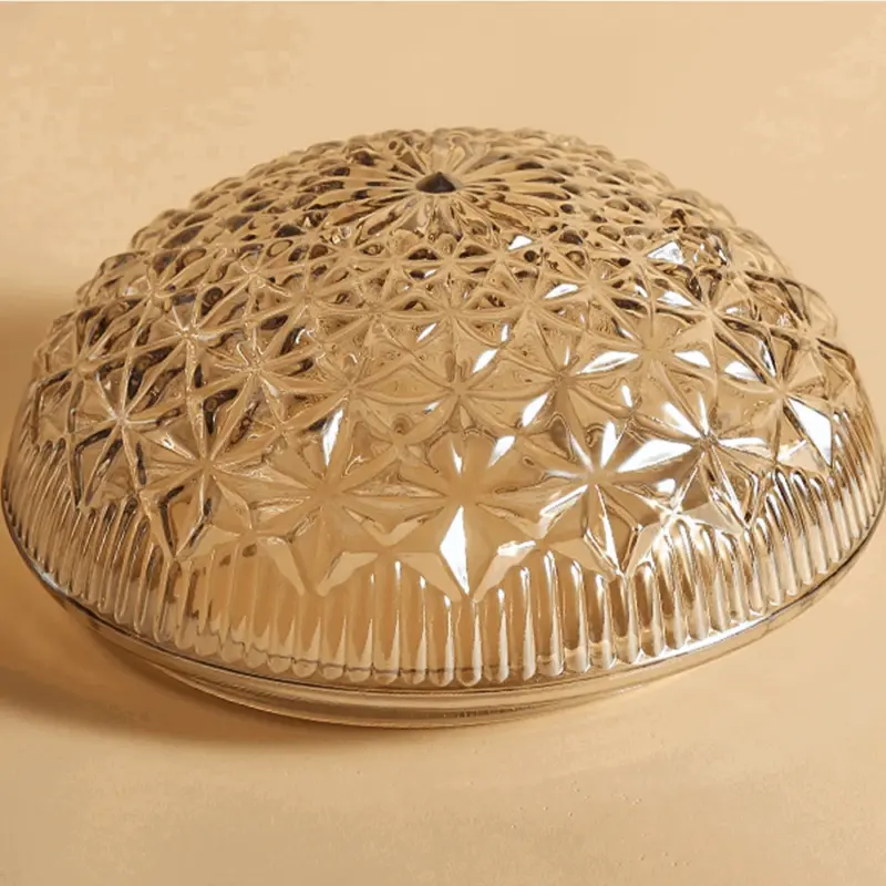 Clear Ribbed Glass Ceiling Lamp for Bedroom tag1